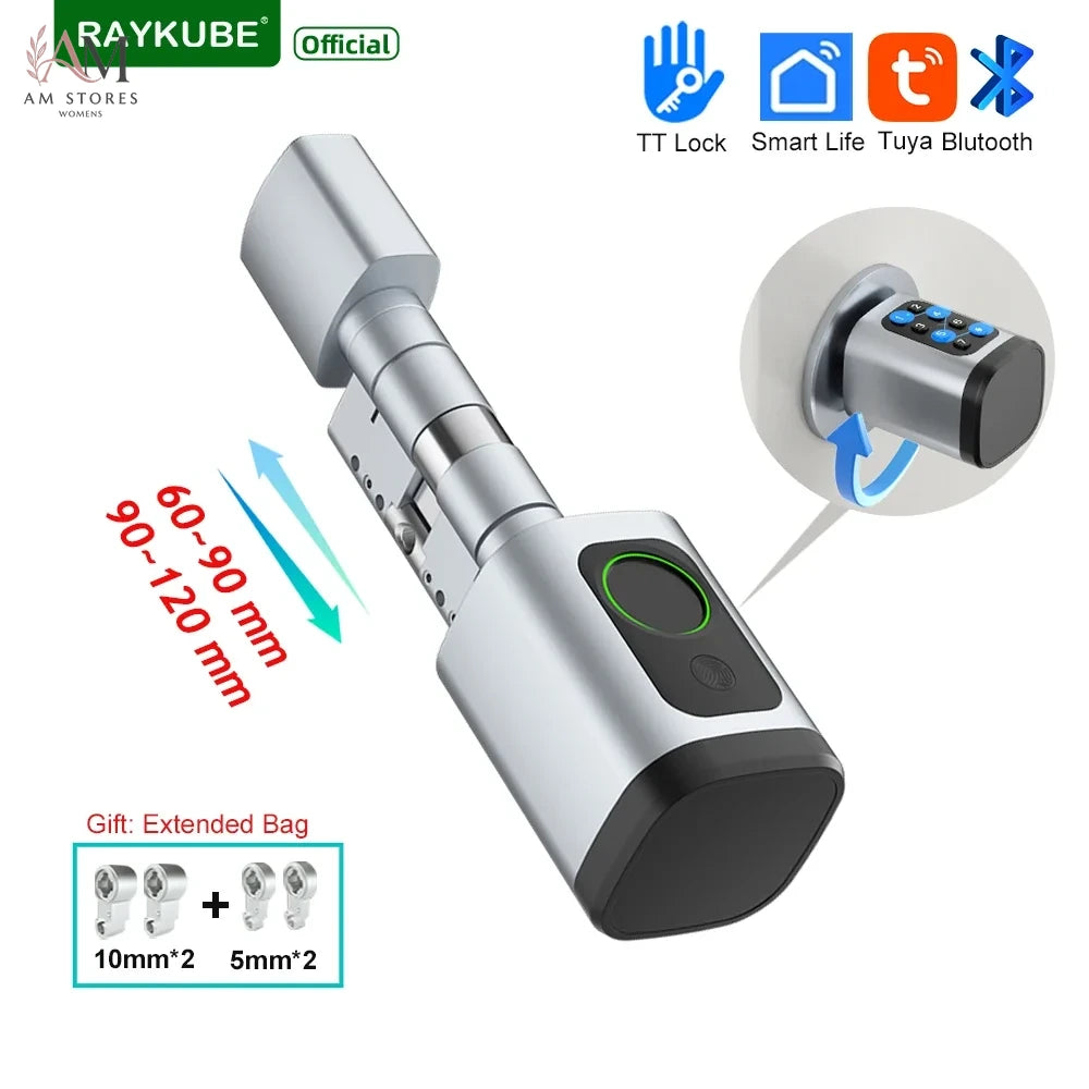 Adjustable Smart Cylinder Lock with Fingerprint & App - Image 1