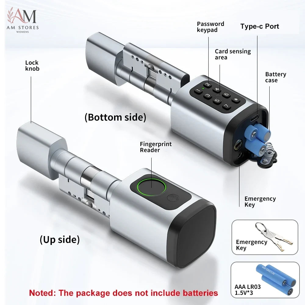 Adjustable Smart Cylinder Lock with Fingerprint & App - Image 2