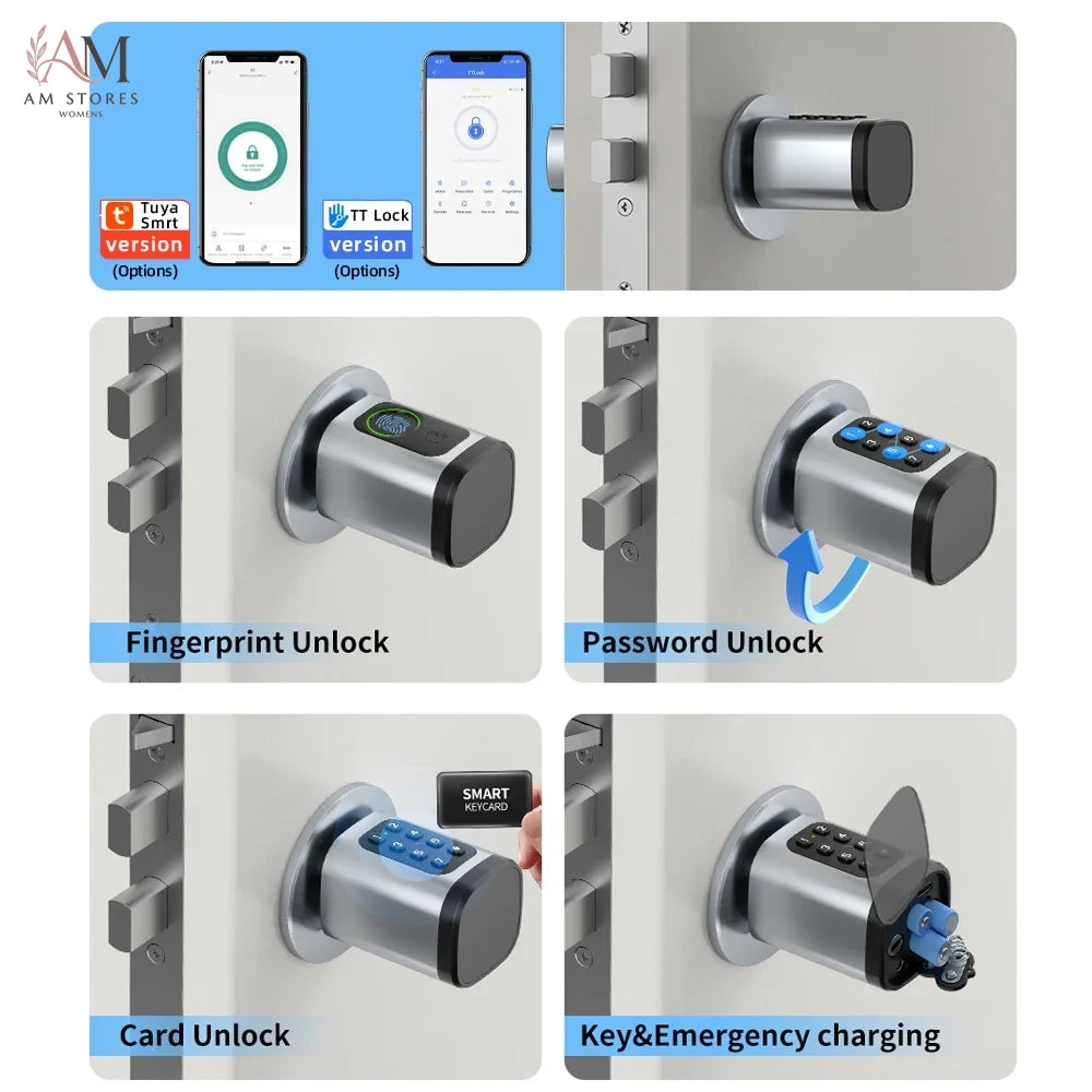 Adjustable Smart Cylinder Lock with Fingerprint & App - Image 3