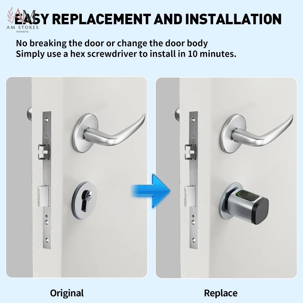 Adjustable Smart Cylinder Lock with Fingerprint & App - Image 5