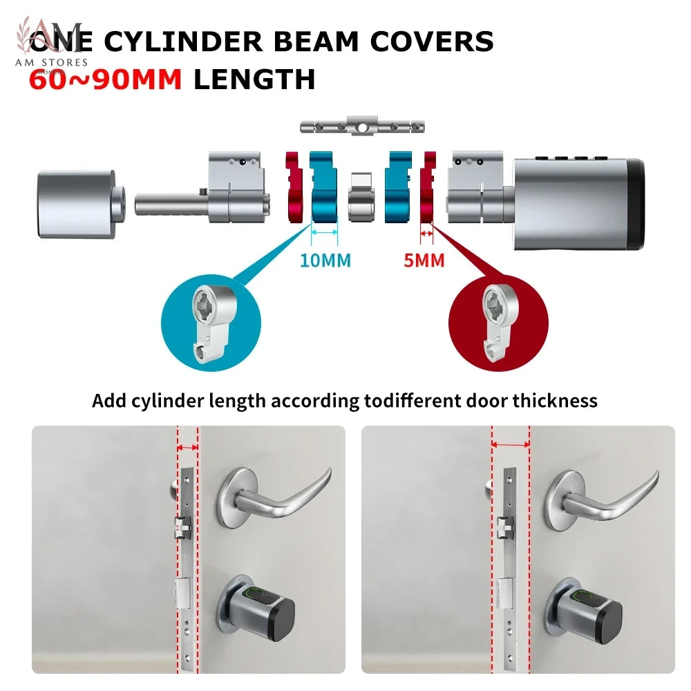 Adjustable Smart Cylinder Lock with Fingerprint & App - Image 6