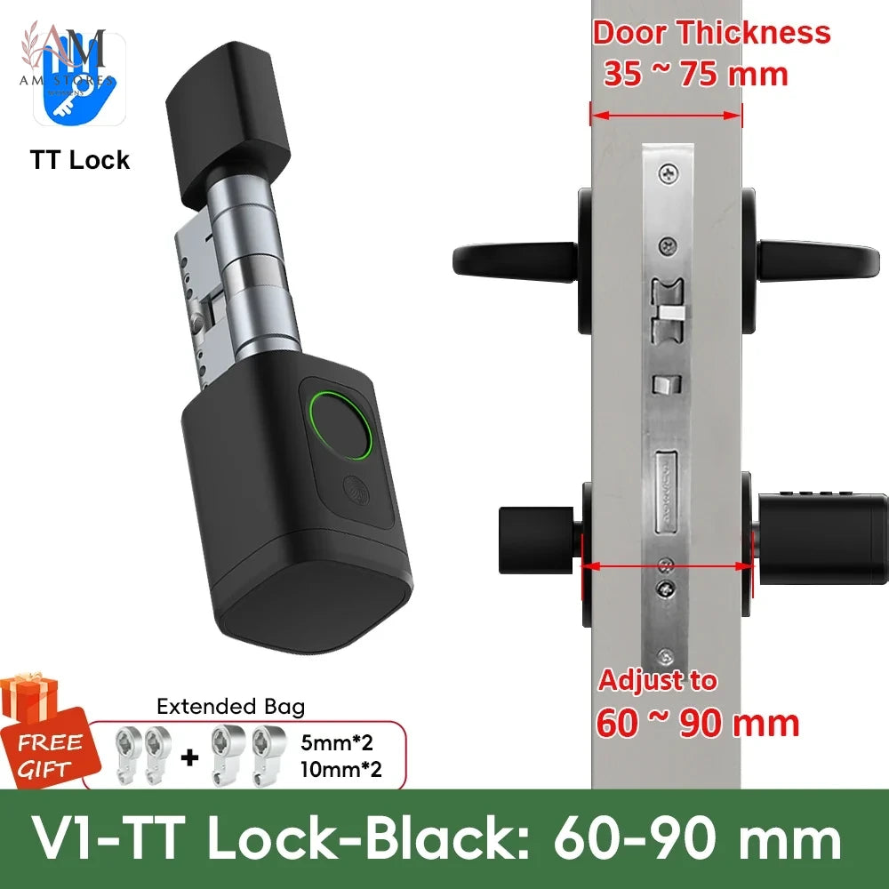 Adjustable Smart Cylinder Lock with Fingerprint & App - Image 7