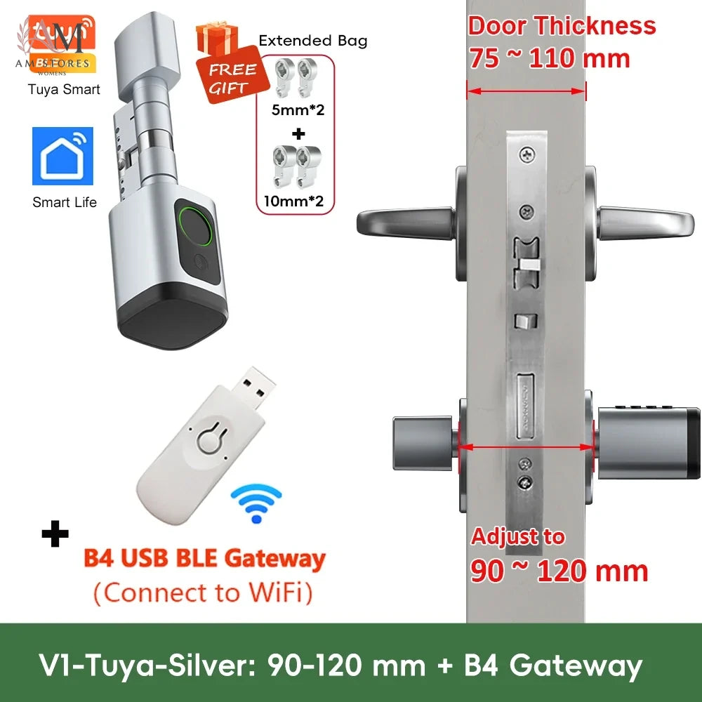 Adjustable Smart Cylinder Lock with Fingerprint & App - Image 8