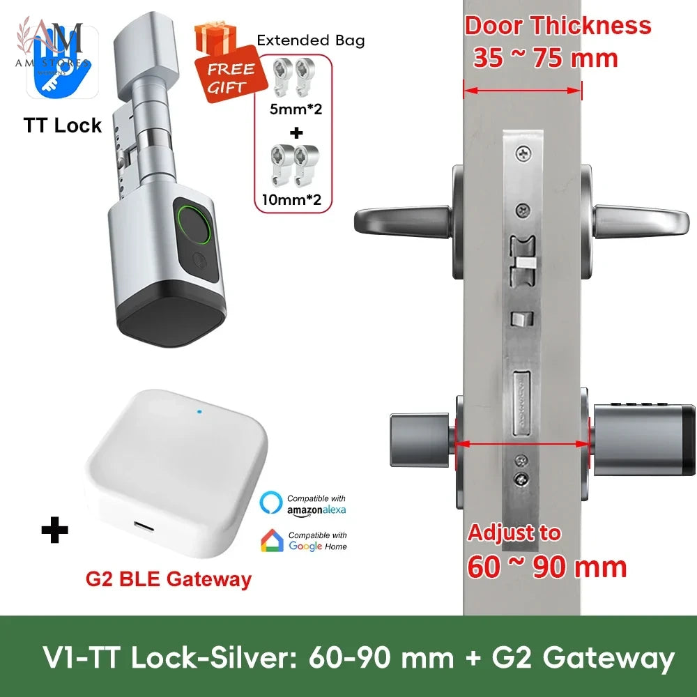 Adjustable Smart Cylinder Lock with Fingerprint & App - Image 10