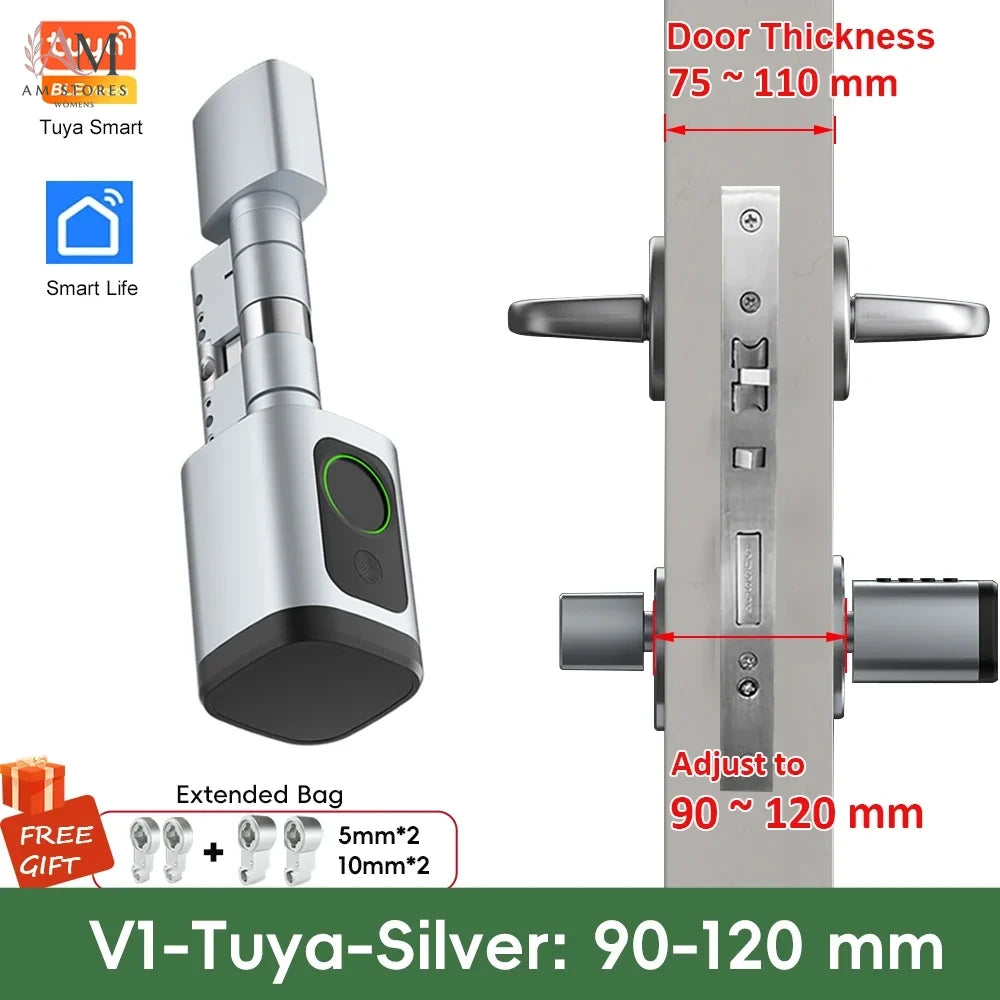 Adjustable Smart Cylinder Lock with Fingerprint & App - Image 16