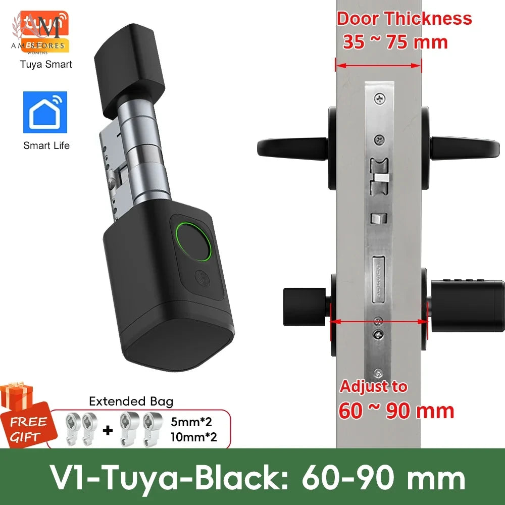 Adjustable Smart Cylinder Lock with Fingerprint & App - Image 18