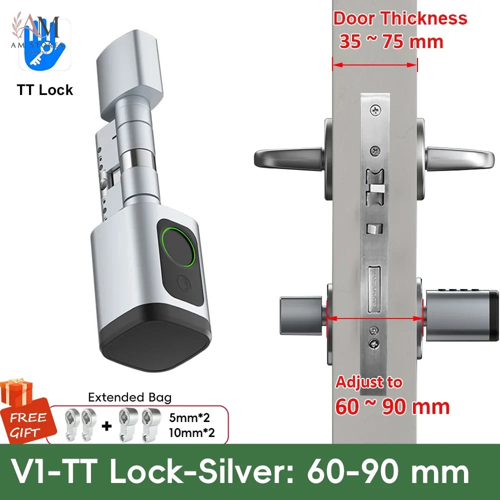 Adjustable Smart Cylinder Lock with Fingerprint & App - Image 19