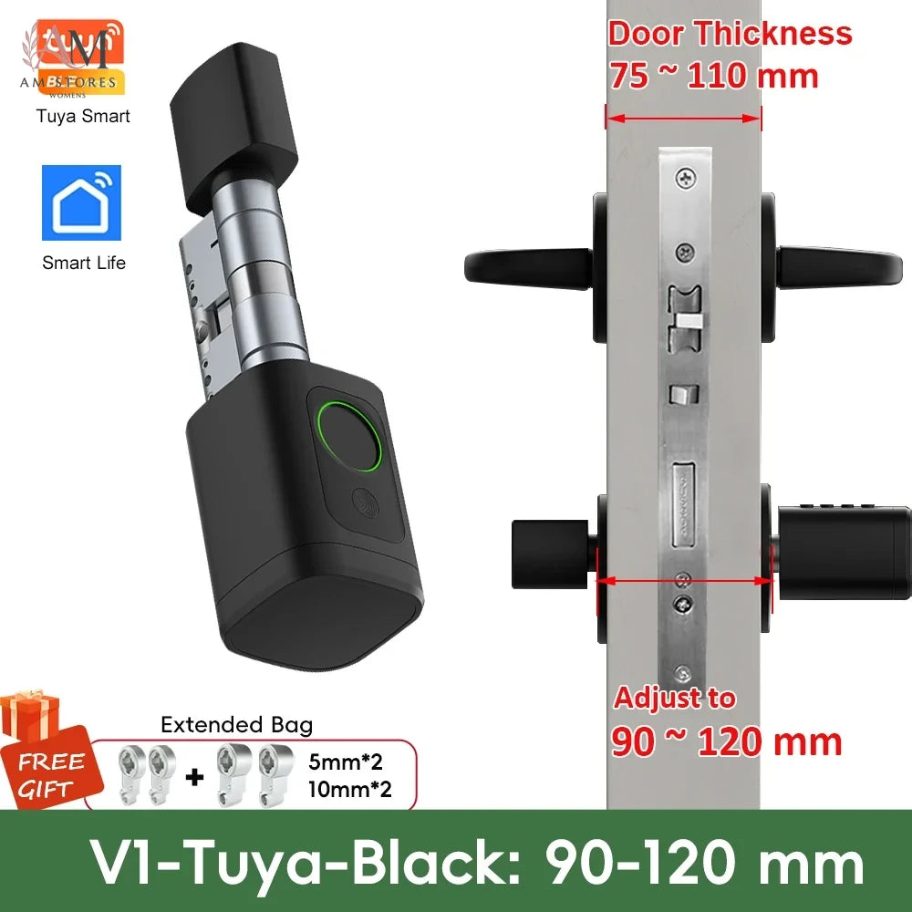 Adjustable Smart Cylinder Lock with Fingerprint & App - Image 20
