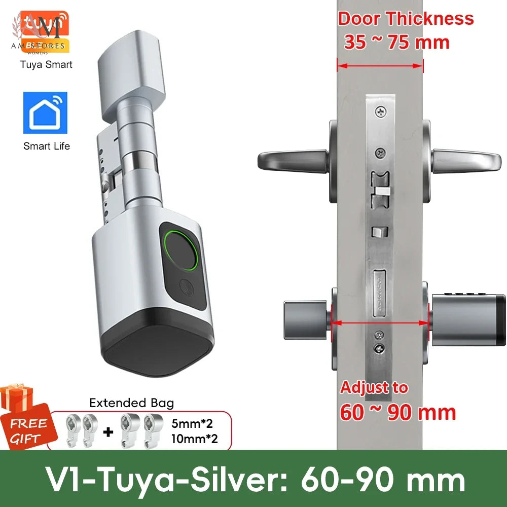 Adjustable Smart Cylinder Lock with Fingerprint & App - Image 21