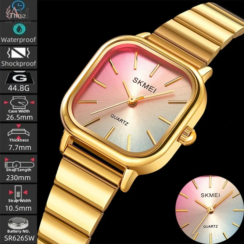 Skmei Women’s Bracelet Quartz Watches Luxury Stainless Steel Strap Waterproof Casual Analog Wristwatch Fashion Female Time
