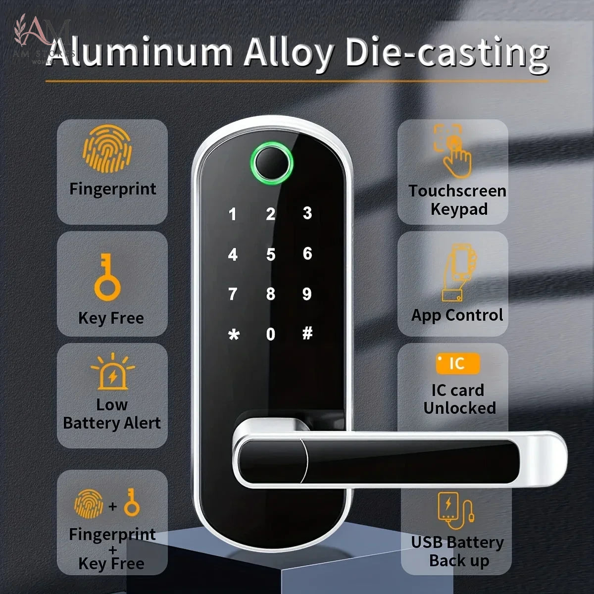 IP67 Fingerprint Smart Door Lock with Keypad & App - Image 4