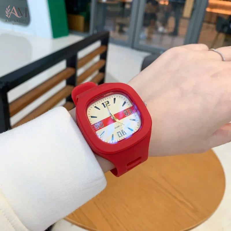 Square Silicone Electronic Watch, Women's Sports Watch
