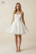 Sweetheart Neckline A-Line Strapless Pleated Organza Wedding Dress in White Wedding Dresses for Women Simple Wedding Dress