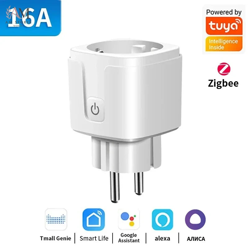 TNCE TUYA Smart Plug WiFi or Zigbee3.0 Socket EU 16A/20A Power Monitor Timing Function Voice Control Work With Alexa Google Home