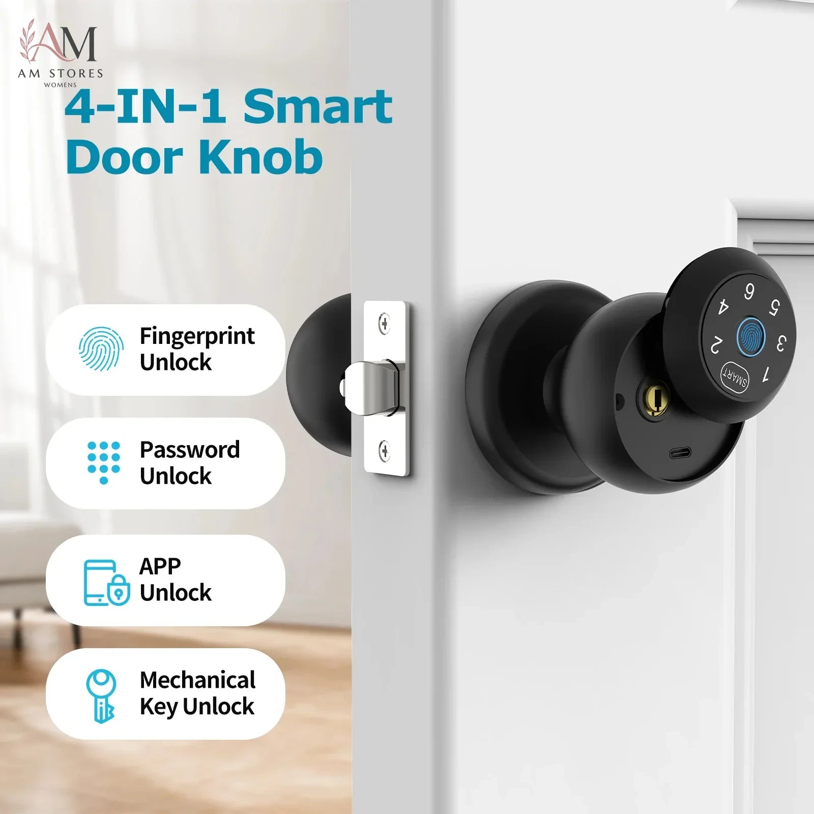 Ball-Shaped Interior Fingerprint Smart Lock - Image 2