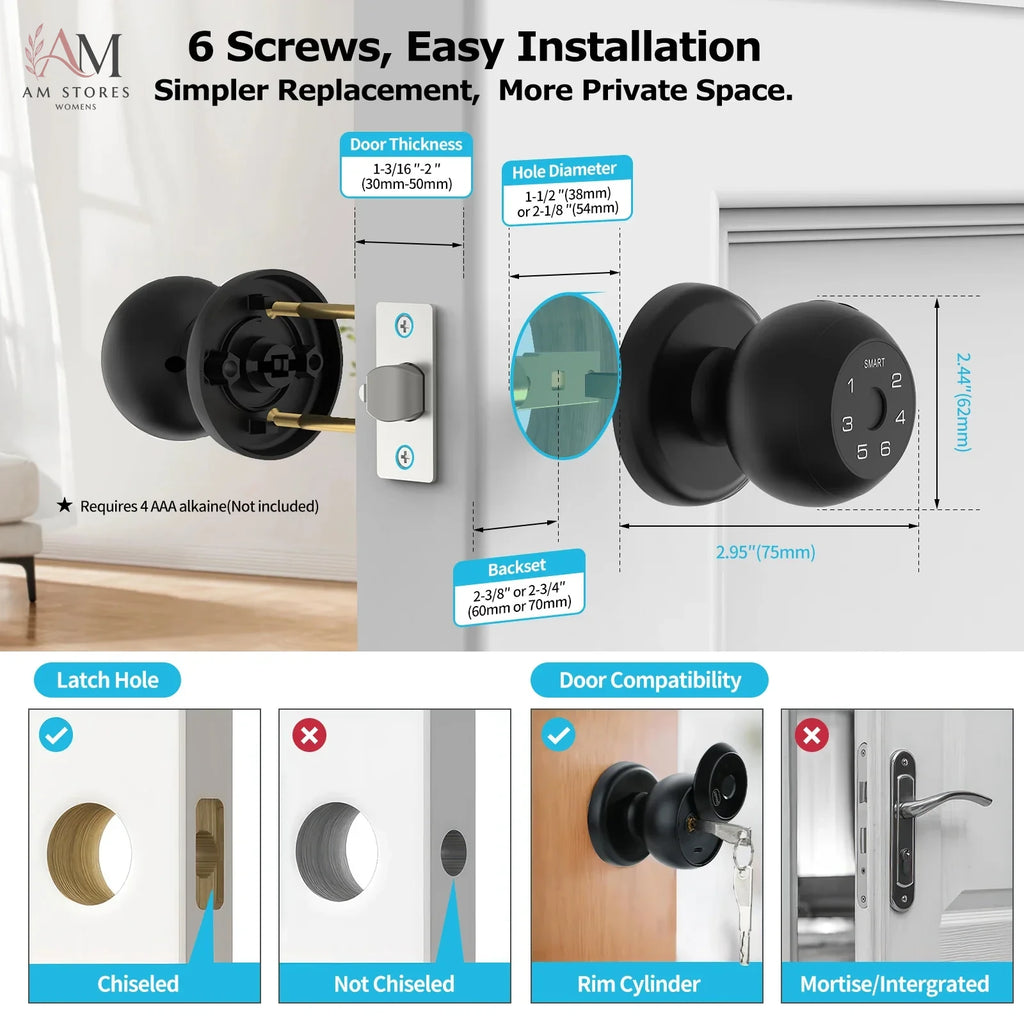 Ball-Shaped Interior Fingerprint Smart Lock - Image 3
