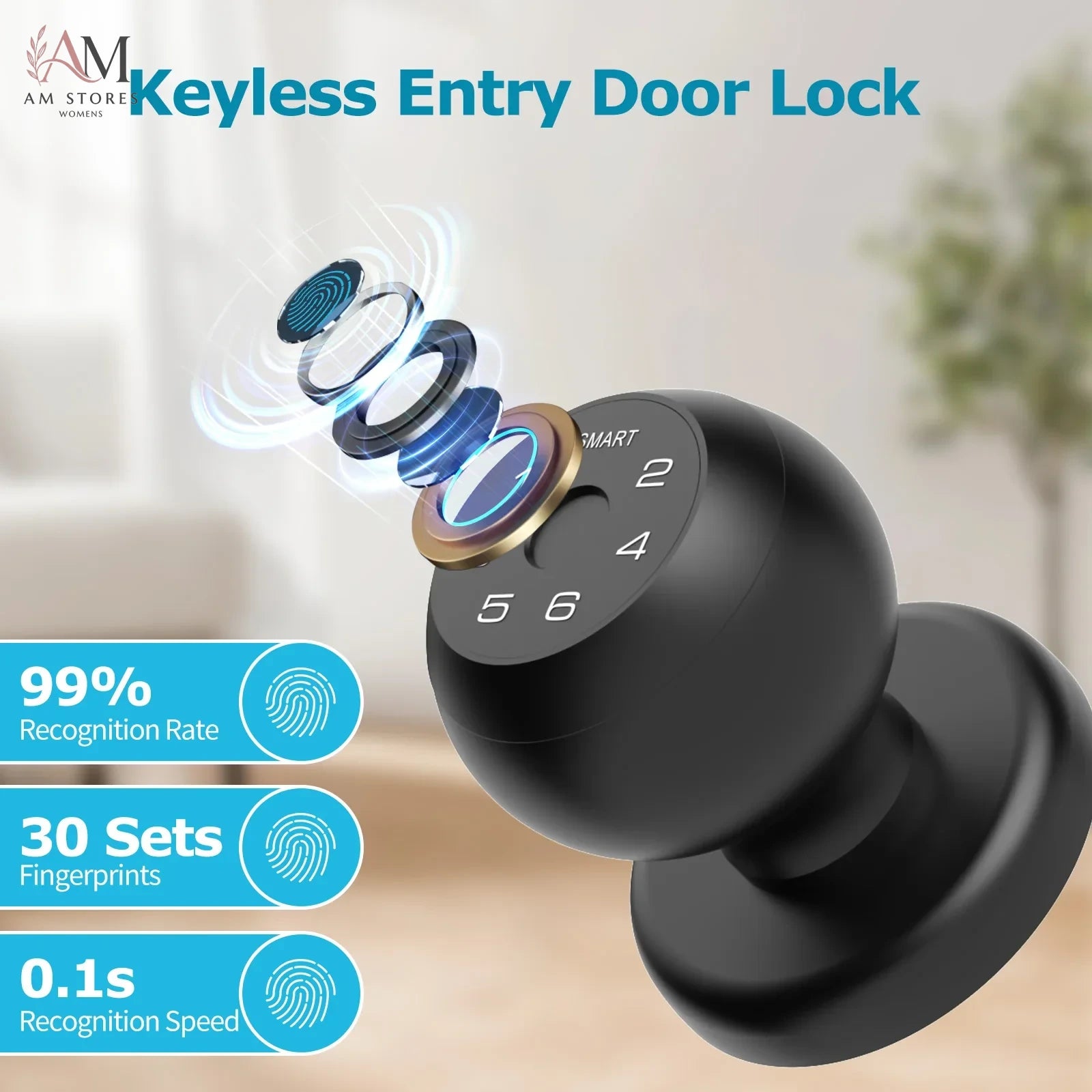 Ball-Shaped Interior Fingerprint Smart Lock - Image 4