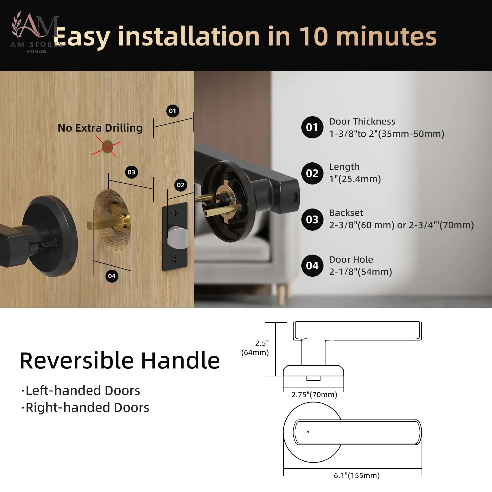 Interior Fingerprint Smart Door Lock with Keypad - Image 2