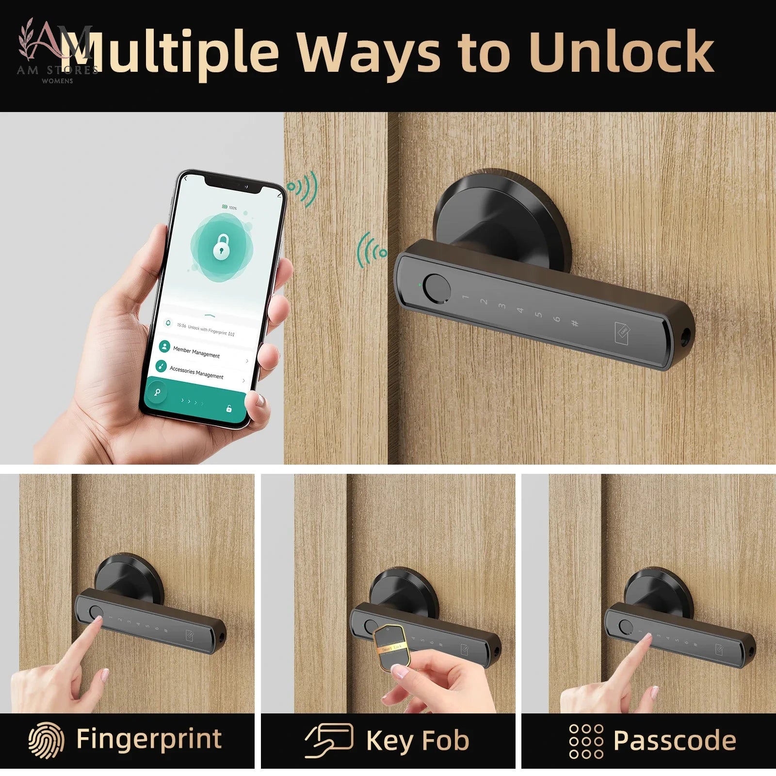 Interior Fingerprint Smart Door Lock with Keypad - Image 3