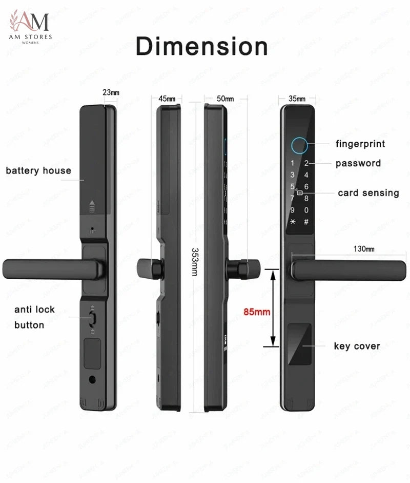 IP66 Smart Sliding Door Lock with Fingerprint & App - Image 5
