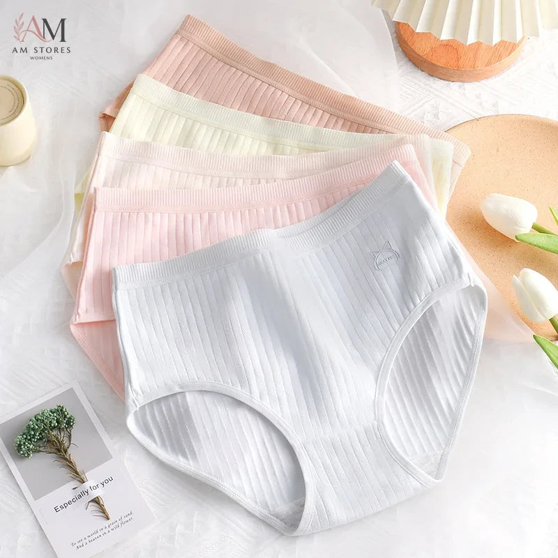 Women's Panties Cotton Underwear Girls Briefs Solid Color Lingeries Shorts For Woman High-waist Antibacterial Underpant M-XXL